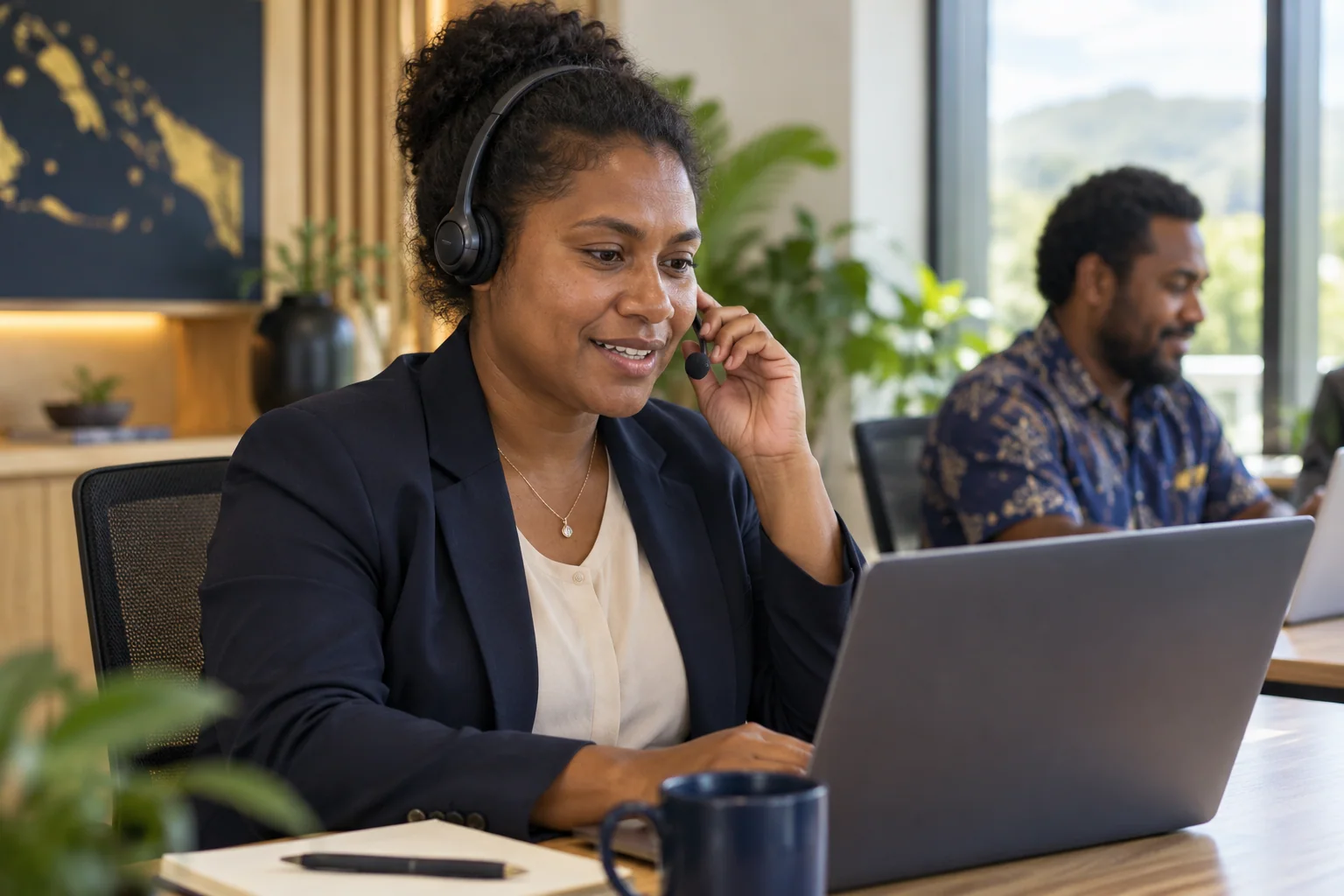 A coordinator keeping in touch with colleagues